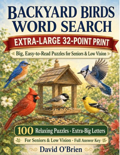Easy Jumbo Backyard Birds Word Search cover