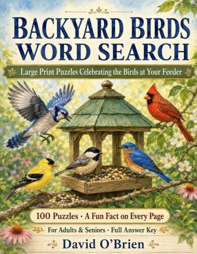Large Print Backyard Birds Word Search cover